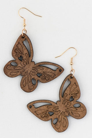 Butterfly Laser Cut Wood Earrings