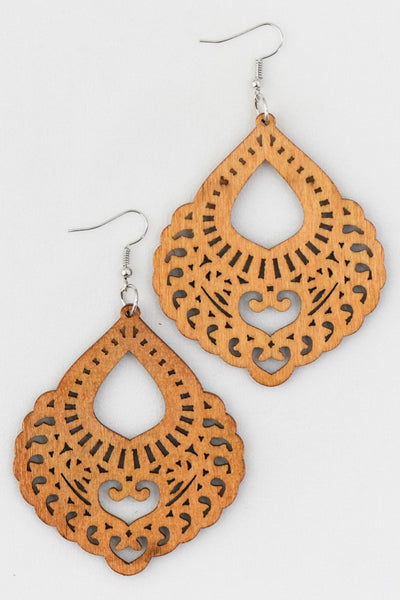Laser Cut Wood Earrings