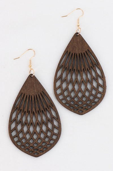 Laser Cut Wood Earrings