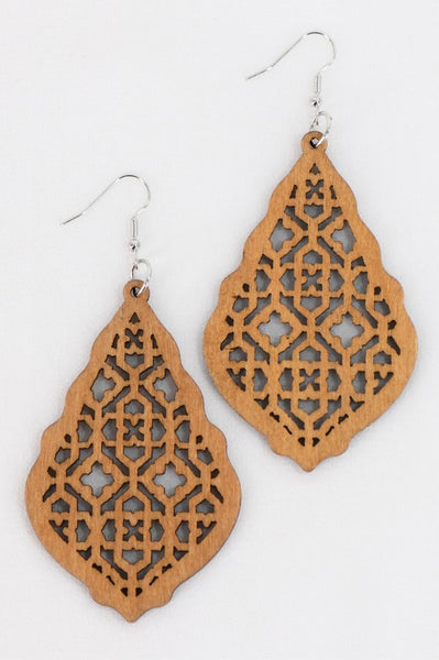 Laser Cut Wood Earrings