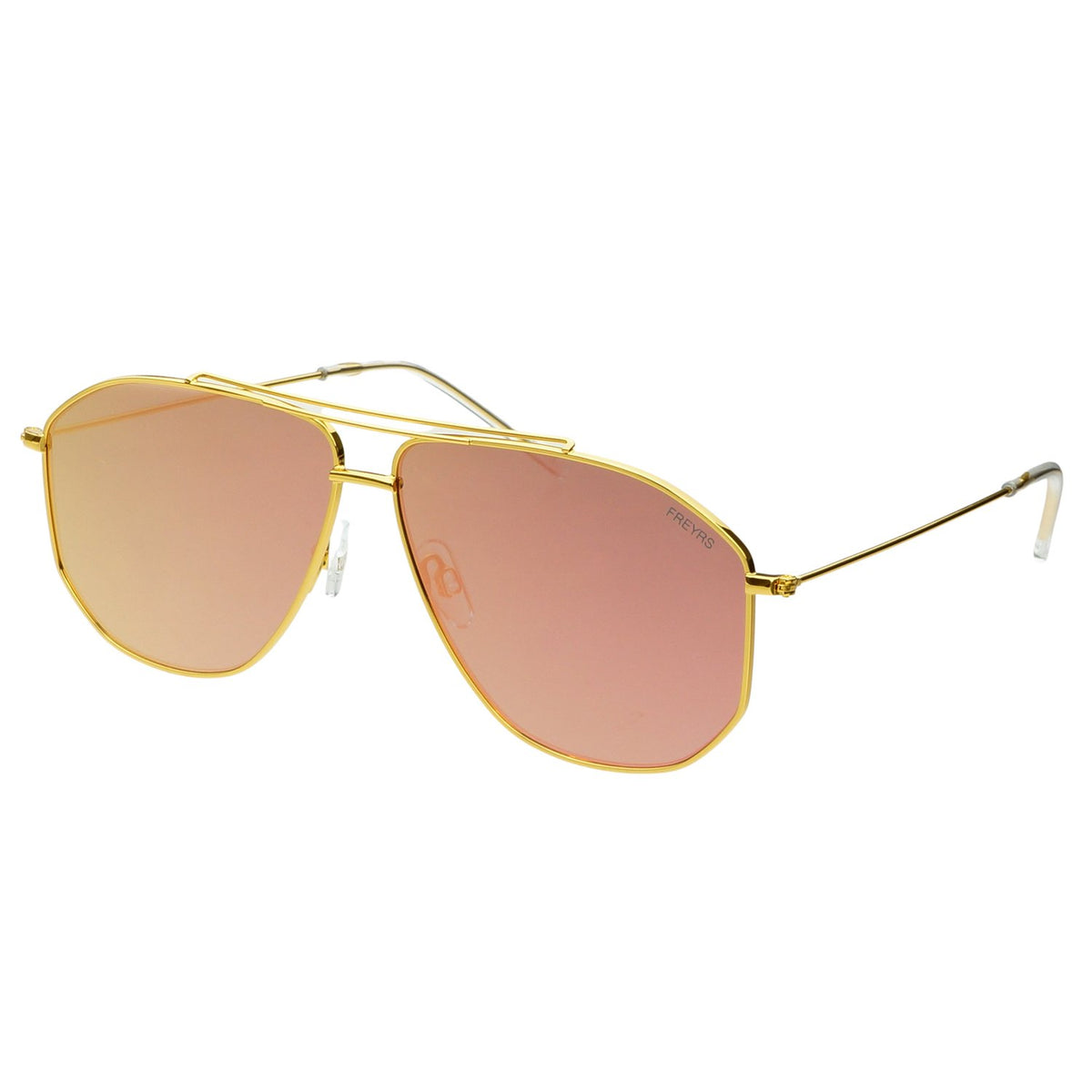 Aviator Mirrored Sunglasses in Rose-Gold Gradient - Women Accessories Rose Gold Lightweight Metal Aviator Gradient Sunglasses with  main image 3