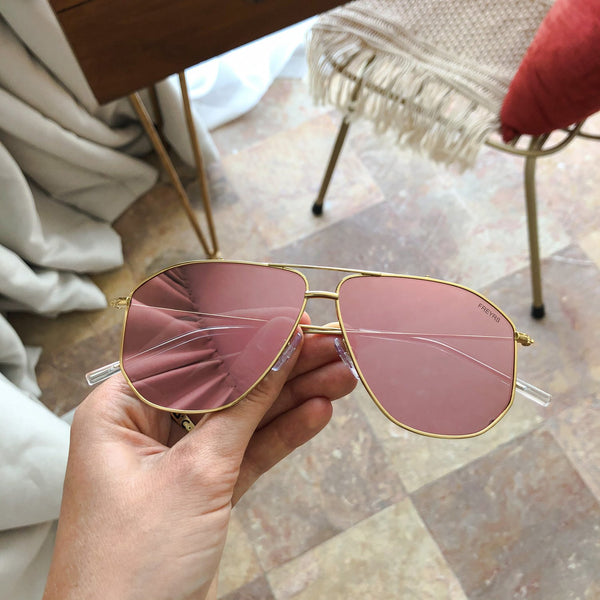 Rose Gold Mirrored Aviator Sunglasses