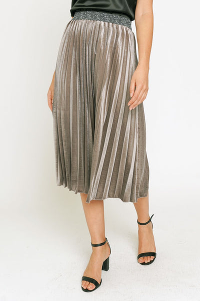 Gray Velvet Pleated Skirt