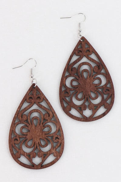 Laser Cut Wood Earrings