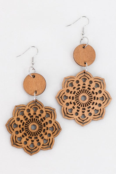 Laser Cut Wood Earrings