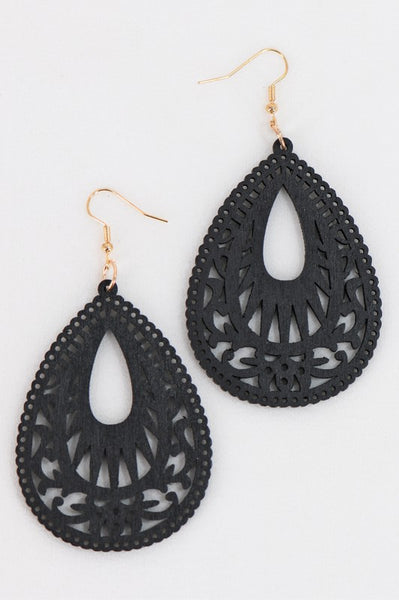 Laser Cut Wood Earrings