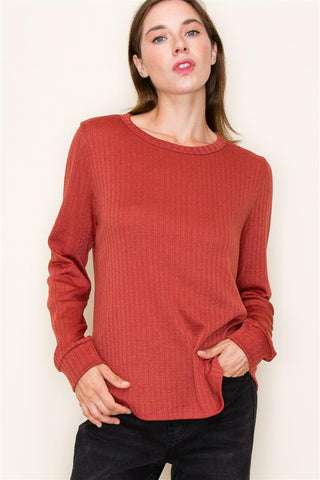 Eloise Pointelle Top - Brick