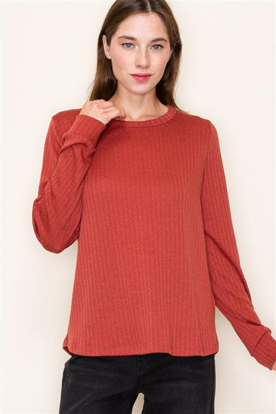 Eloise Pointelle Top - Brick