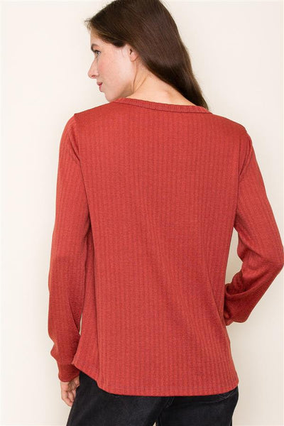 Eloise Pointelle Top - Brick