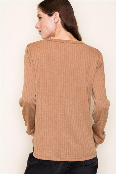 Eloise Pointelle Top - Caramel