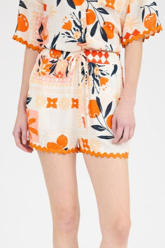 Floral + Fruit Print Shorts