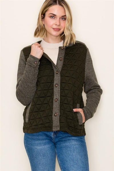 Dark Olive Quilted Jacket