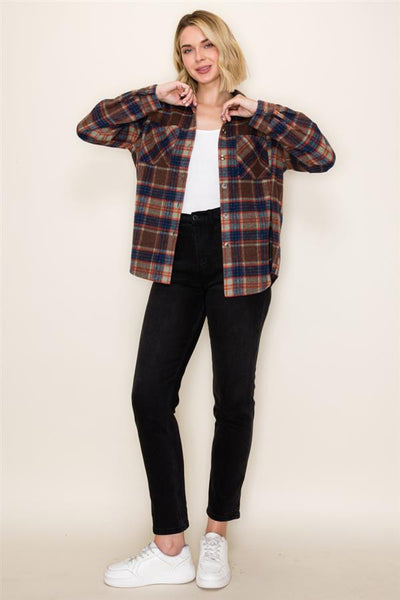 Avery Navy Plaid Shacket
