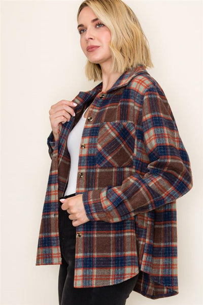 Avery Navy Plaid Shacket