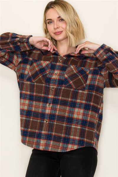 Avery Navy Plaid Shacket