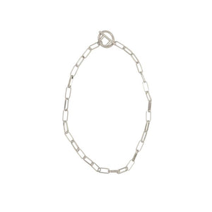 Silver Steel Chain Toggle Necklace