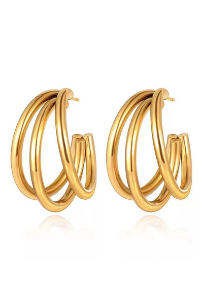 Triple Hoop Earrings (Silver or Gold)