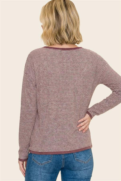 Alexia Striped Sweater - Burgundy
