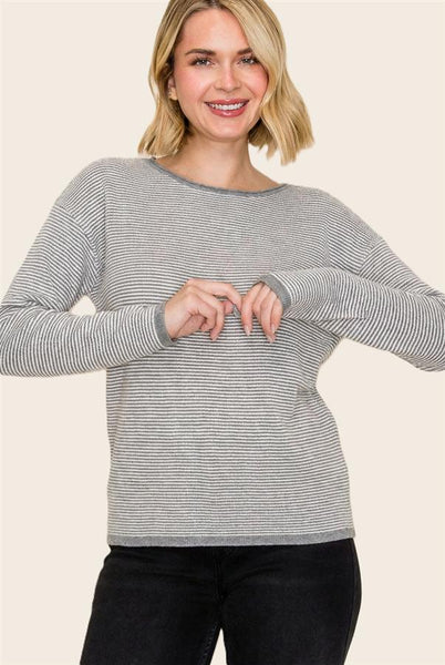 Alexia Striped Sweater - Grey