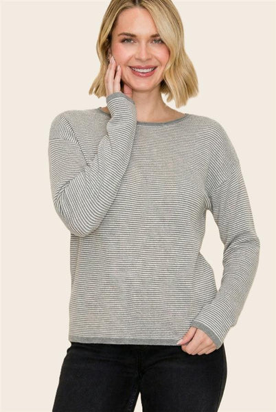 Alexia Striped Sweater - Grey