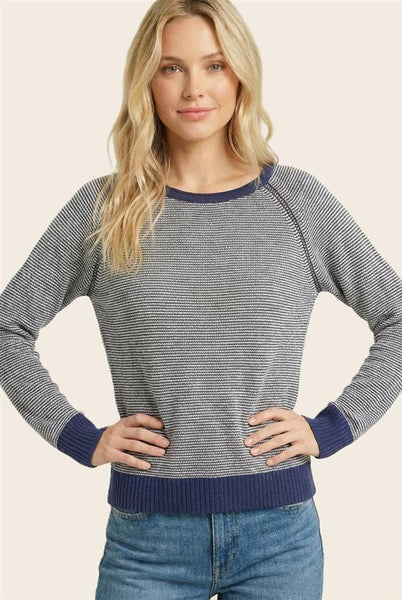 Maggie Pinstripe Sweater - Navy