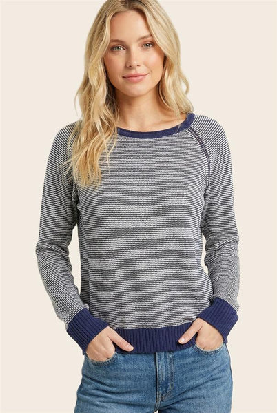Maggie Pinstripe Sweater - Navy