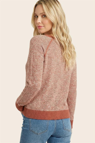 Maggie Pinstripe Sweater - Rust