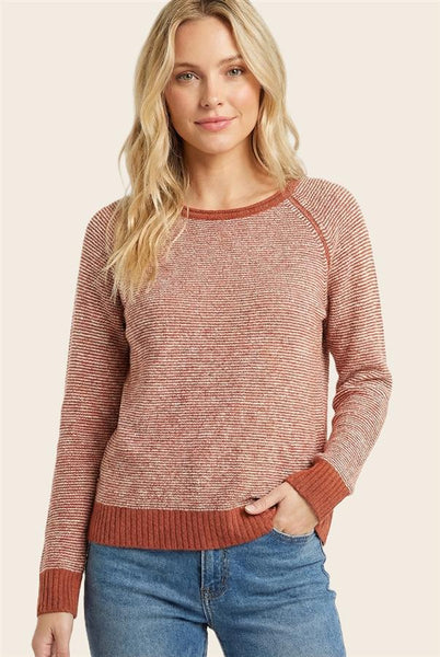 Maggie Pinstripe Sweater - Rust