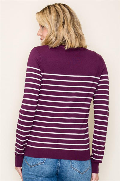 Margot Striped Sweater - Eggplant