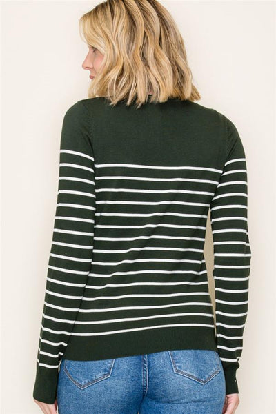Margot Striped Sweater - Forest Green