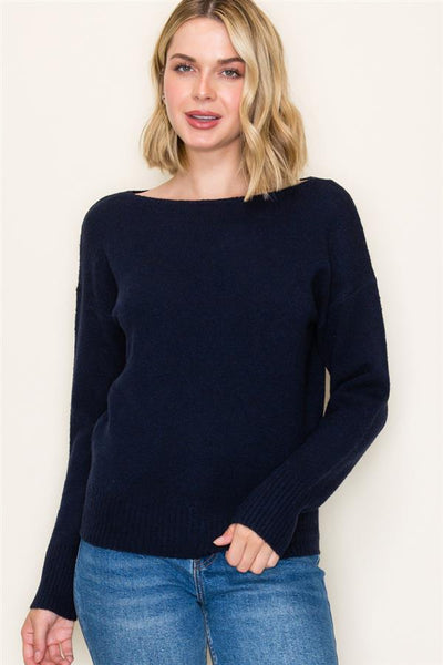 Navy Boatneck Sweater