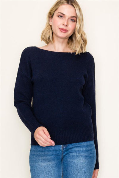 Navy Boatneck Sweater