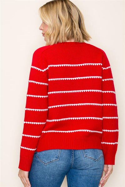 Red + White Crew Sweater
