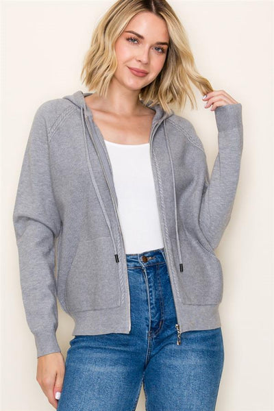 Knit Zip-Up Hoodie Sweater