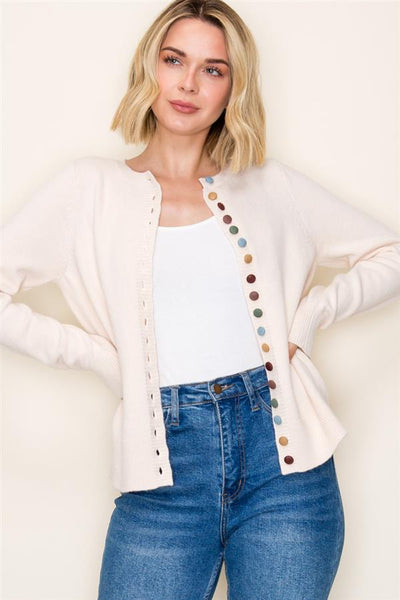 Multi-Colored Buttons Cardigan