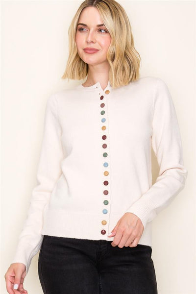 Multi-Colored Buttons Cardigan