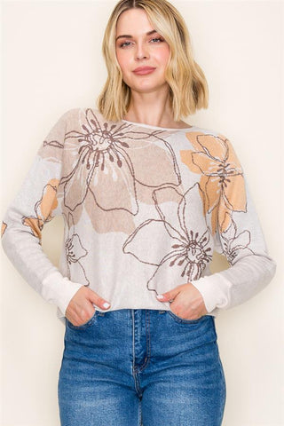 Cara Jacquard Floral Sweater