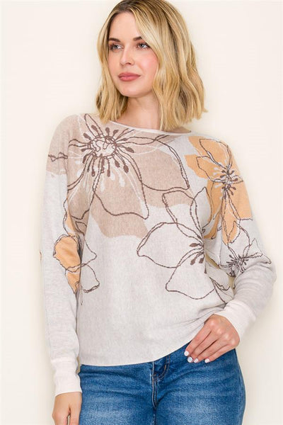 Cara Jacquard Floral Sweater