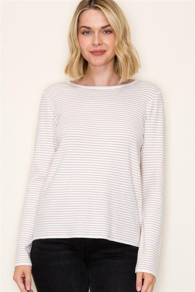 Rowan Taupe + Ivory Pinstripe Sweater