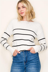 Ivory + Black Striped Sweater