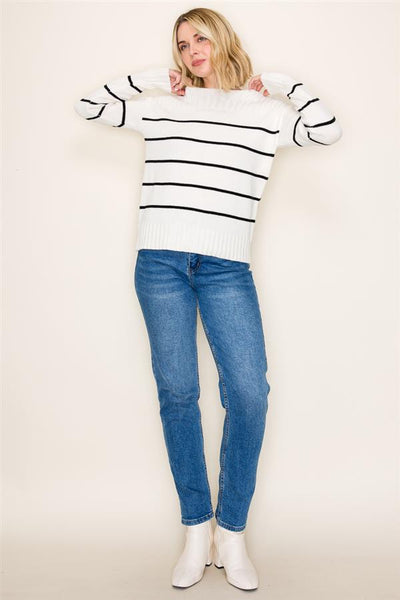 Ivory + Black Striped Sweater