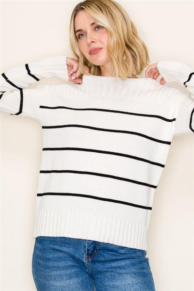 Ivory + Black Striped Sweater