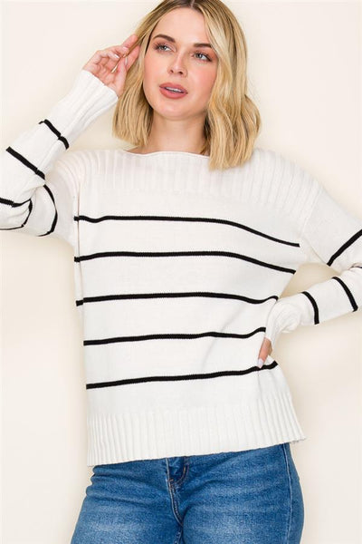 Ivory + Black Striped Sweater