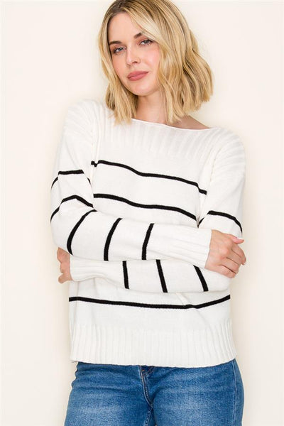 Ivory + Black Striped Sweater
