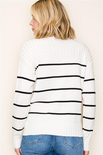 Ivory + Black Striped Sweater