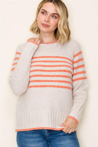 Orange + Cream Stripe Sweater