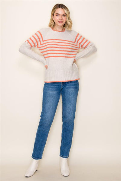 Orange + Cream Stripe Sweater