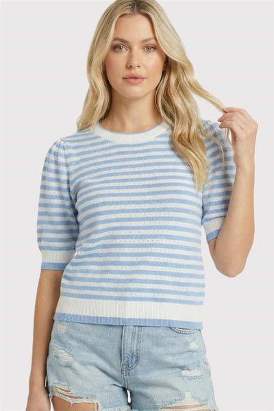 Pointelle Striped Top