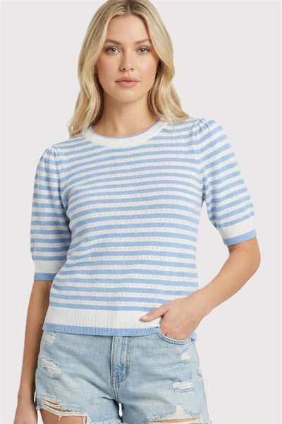 Pointelle Striped Top