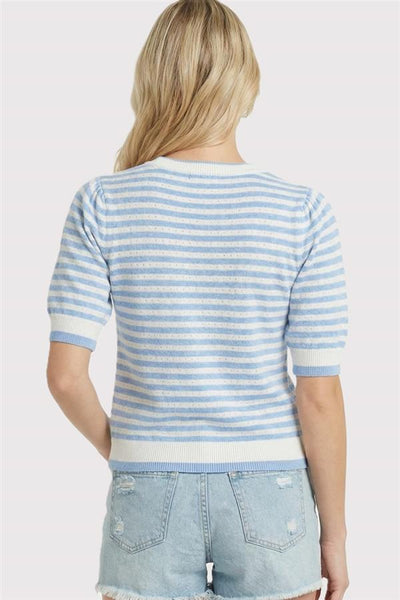 Pointelle Striped Top